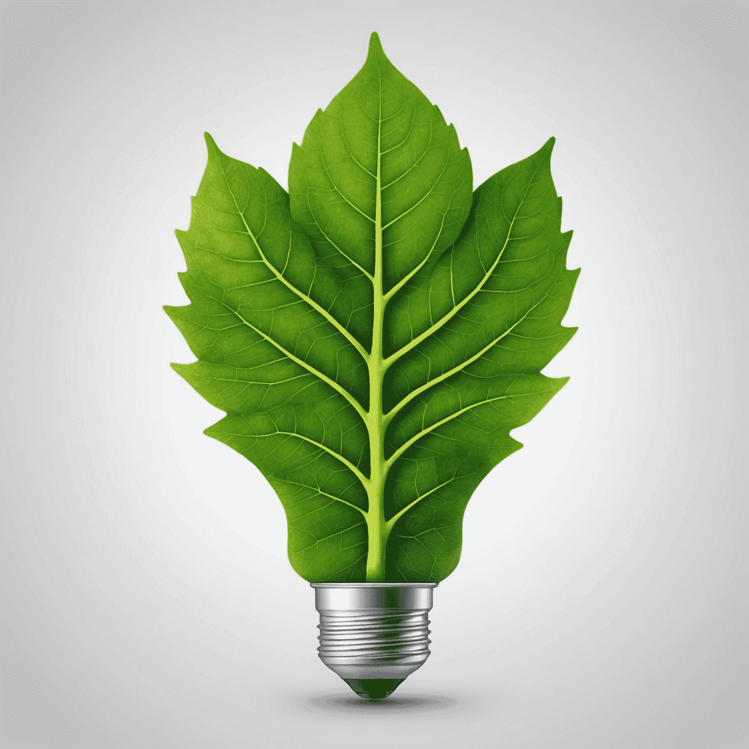 A green leaf in the shape of a lightbulb, symbolizing sustainable business practices